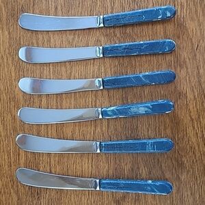 LOVELY VINTAGE ART DECO Chrome Plated Set of 6 Butter/Tea Knives